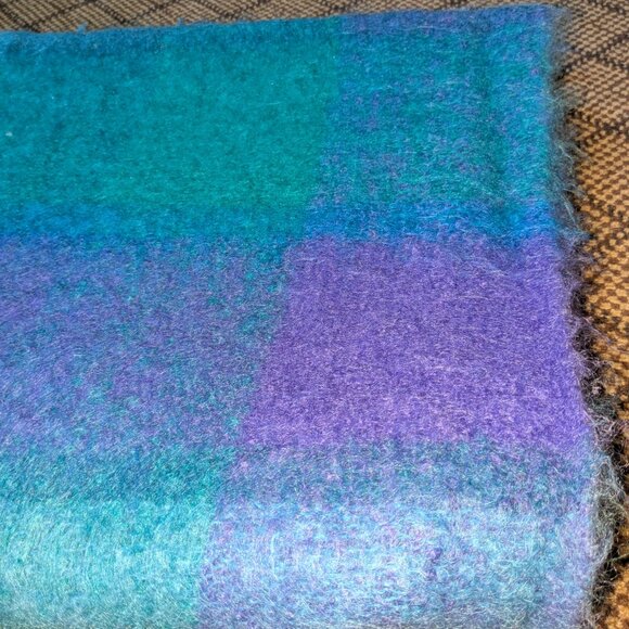 Avoca Handweavers Blanket Throw Mohair Wool Ireland Blue Purple Pink 65"x55" - Picture 1 of 11